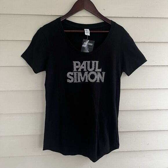 PAUL SIMON Official Bling Apparel Crewneck Cotton T Shirt, Black/silver- Size S - Picture 1 of 4